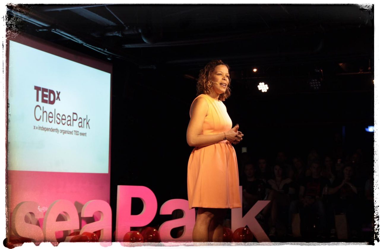 Elaine Montilla on the TEDx Stage