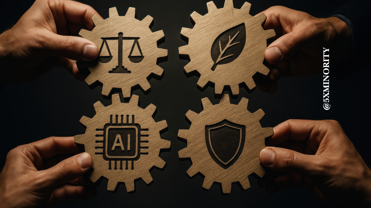 trade offs symbolizing the tension between AI innovation and ethical leadership